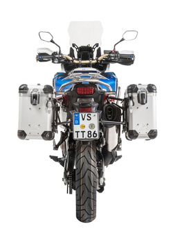 Zestaw: kufry boczne z anodowanego aluminium srebrne "And-S" Zega Evo + stelaże czarne Touratech Honda CRF1000L Africa Twin (18-22) / CRF1000L Adventure Sports (31+38L)