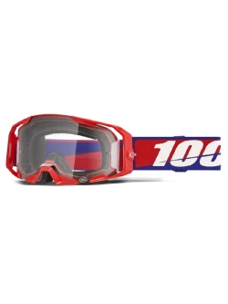 Gogle motocyklowe 100% ARmatic z przeźroczystą szybką czerwono-niebieskie