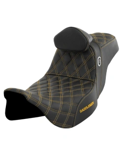 Kanapa motocyklowa dla kierowcy i pasażera z podparciem lędźwiowym Saddlemen SDC Performance Pro Series Gripper Harley Davidson (wybrane modele) (08-24) czarno-złota
