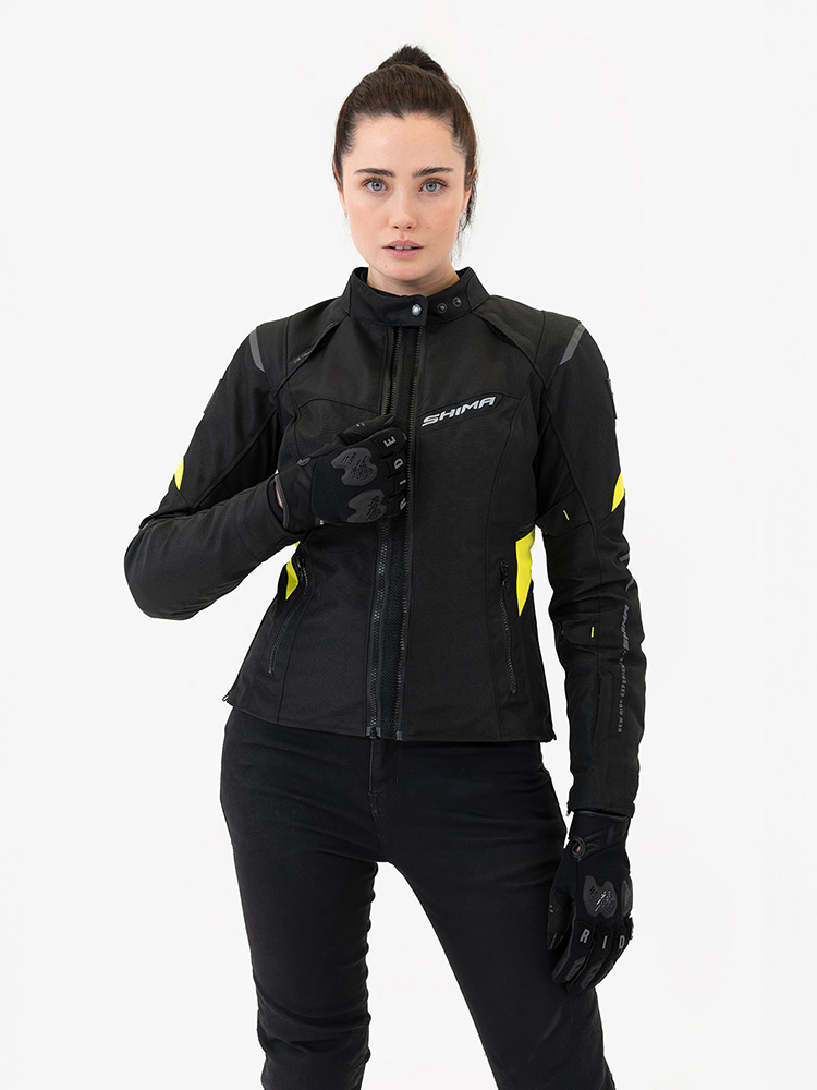 Kurtka motocyklowa damska tekstylna Shima Rush 2.0 czarno-fluo