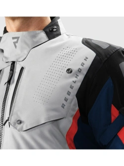 Kurtka motocyklowa tekstylna Rebelhorn Hiker IV szaro-niebiesko-czerwona