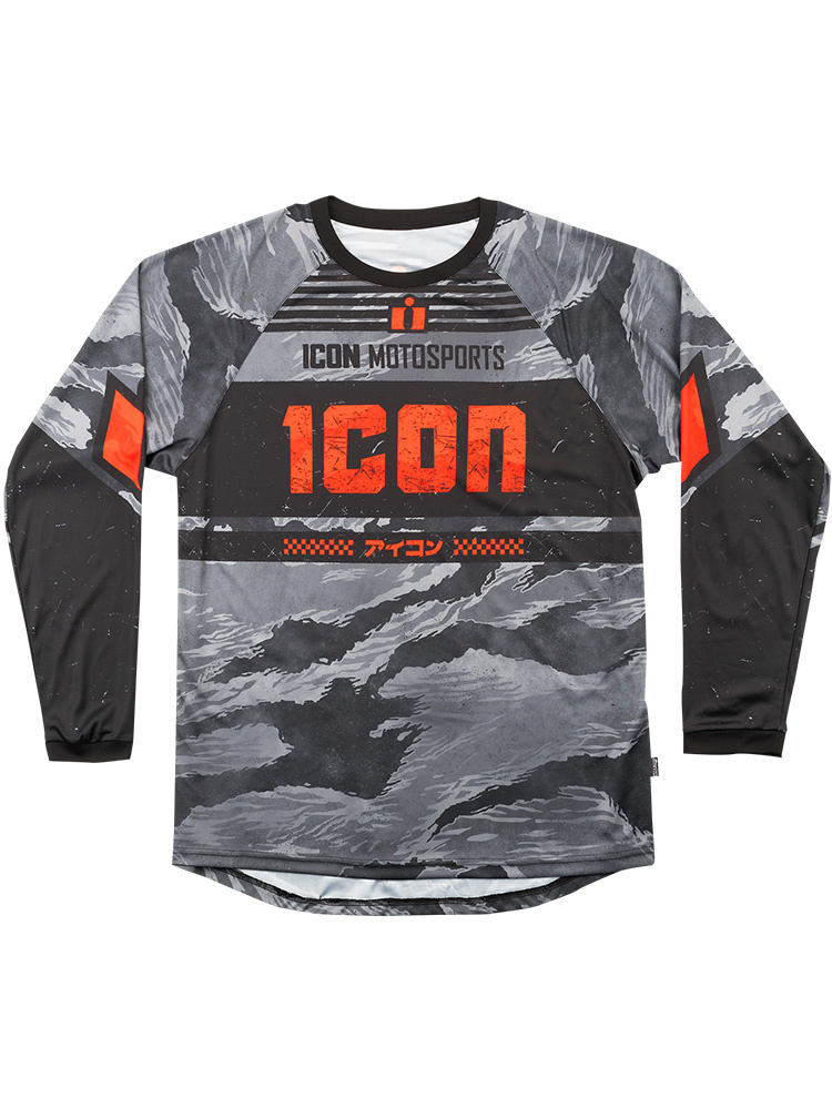 Bluza enduro Icon Tiger's Blood czarno-szaro-pomarańczowa
