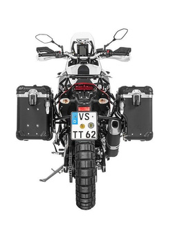 Zestaw: kufry boczne z anodowanego aluminium czarne Zega Evo X + stelaże czarne Touratech Yamaha Tenere 700 / World Raid (2 x 38L)