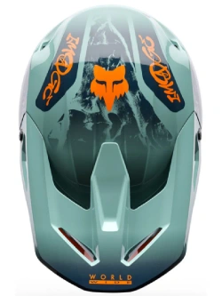 Kask enduro Fox V1 Image Print niebiesko-pomarańczowy