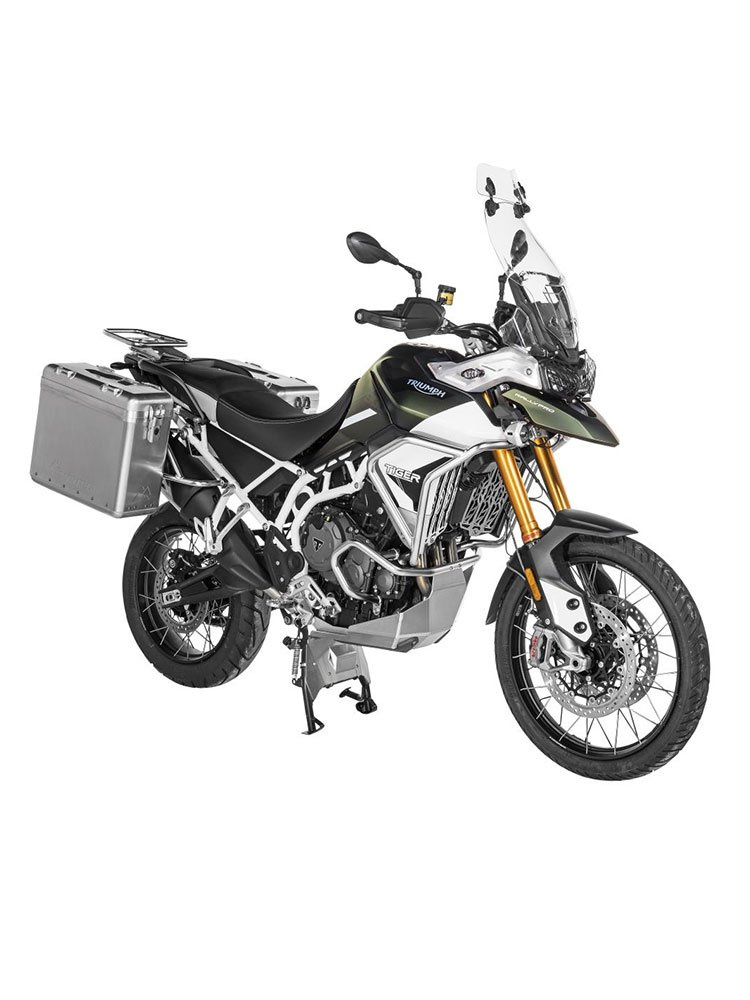 Zestaw: kufry boczne srebrne Zega Mundo + stelaże srebrne Touratech Triumph Tiger 900 Rally (19-) (31+38L)