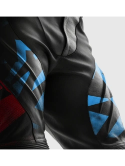 Spodnie motocyklowe skórzane Rebelhorn Inferno czarno-niebiesko-czerwone