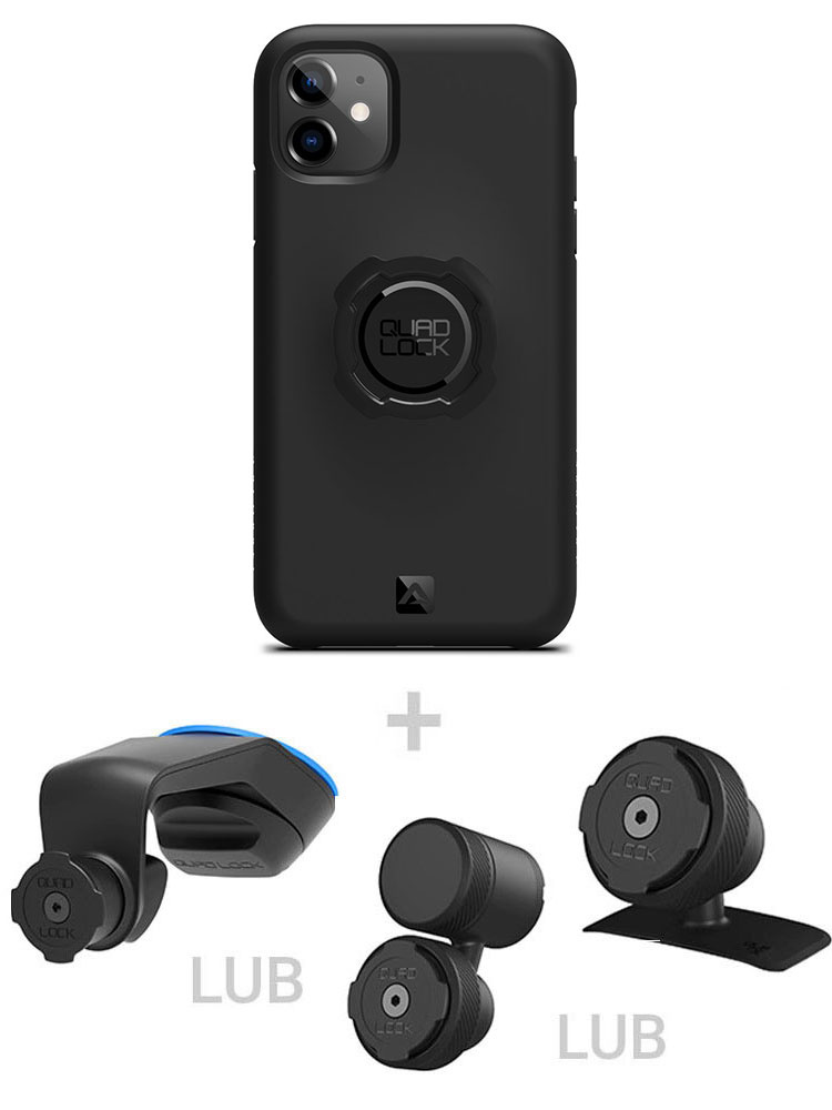 Zestaw do samochodu: etui na telefon iPhone 11 + mocowanie Quad Lock