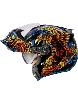 Kask modułowy Icon Threshold™ Burn Birdie Burn niebiesko-żółto-czerwony