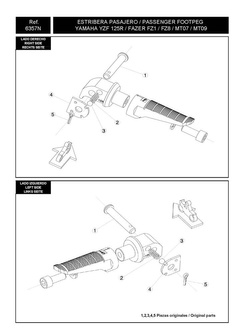 Mocowanie sportowych podnóżków PUIG do Honda CB 1100 / YamahaFZ1/Fazer / FZ8 Fazer / MT-125 / MT-03 / MT-07 / MT-09/Tracer / MT-10/SP / T-MAX 530/DX/SX / X-MAX 125/250/400 / XSR 700/900 / YZF-R125 / YZF-R3/ Niken (pasażera)