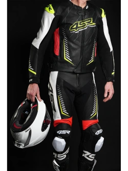 Spodnie motocyklowe skórzane 4SR TR 3 EVO czarno-biało-czerwone