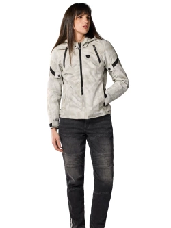 Kurtka motocyklowa damska tekstylna REV’IT! Flare 3 H2O szaro-biała