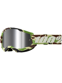 Gogle motocyklowe 100% Strata 2 War Camo z szybką lustrzaną zielono-brązowe