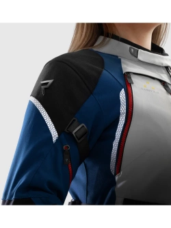 Kurtka motocyklowa damska tekstylna Rebelhorn Hardy 3.0 niebiesko-szaro-czerwona