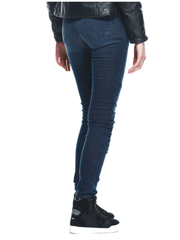 Jeansy motocyklowe damskie Dainese Denim Brushed Skinny Tex niebieskie