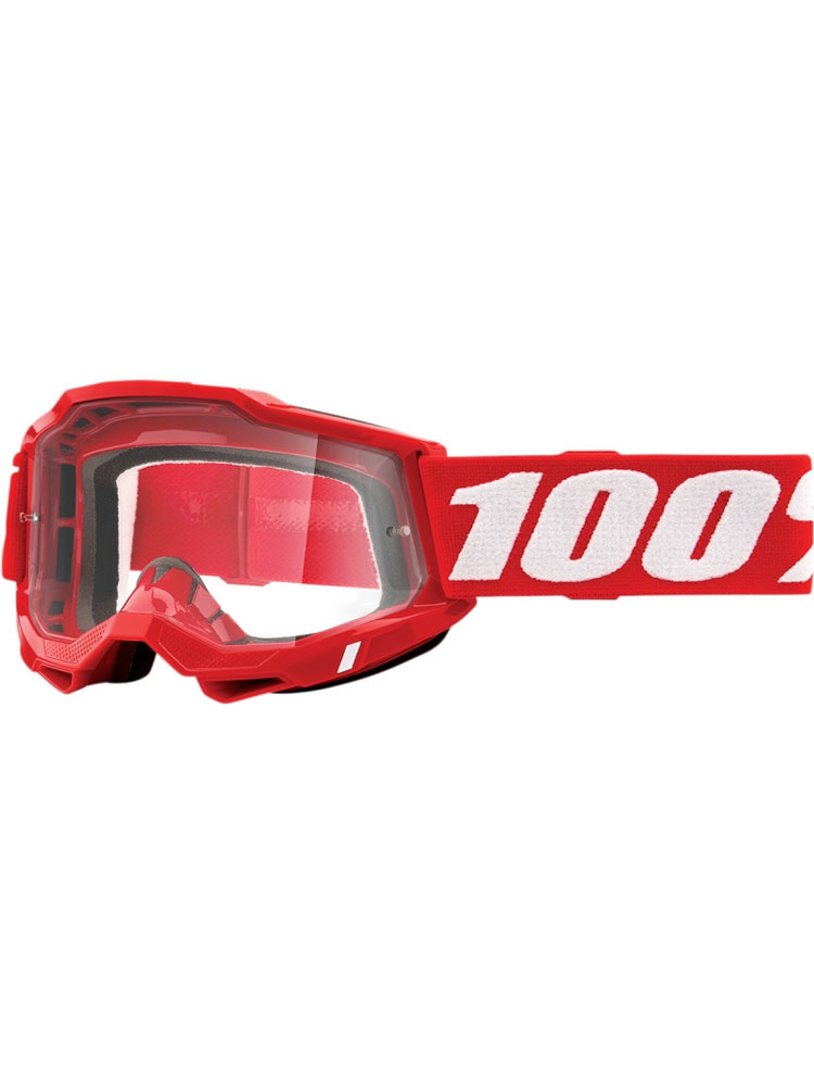 Gogle motocyklowe 100% Accuri 2 Red z przezroczystą szybką, czerwone