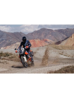 Spodnie motocyklowe tekstylne Klim Badlands Pro niebiesko-czerwone