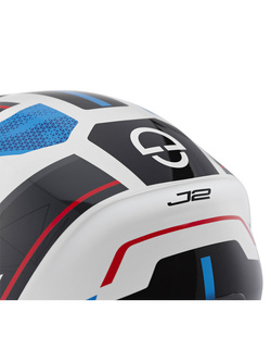 Zestaw: Kask otwarty Schuberth J2 Sigma czarno-biało-niebieski + dedykowany interkom motocyklowy