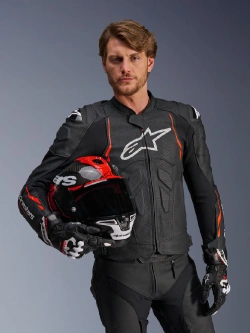 Kurtka motocyklowa skórzana Alpinestars Dusk Airflow czarno-czerwona