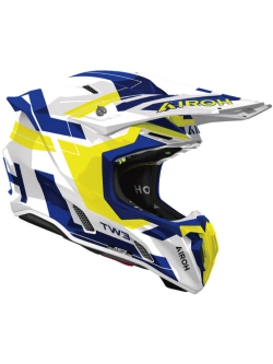 Kask enduro Airoh Twist 3 Dynasty biało-niebiesko-żółty połysk