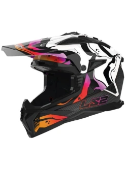 Kask enduro LS2 MX708 Fast II Wash biało-różowo-pomarańczowy