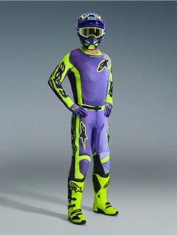 Spodnie cross Alpinestars MX Racer Portl czarno-niebieskie-fluo