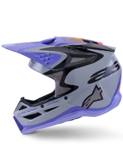 Kask enduro dziecięcy Alpinestars SM3 Jettson czarno-szaro-fioletowy połysk