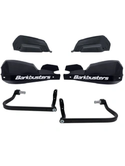 Osłony dłoni Barkbusters VPS z regulowanymi deflektorami, czarno-białe + zestaw montażowy BMW, Honda, KTM, Suzuki