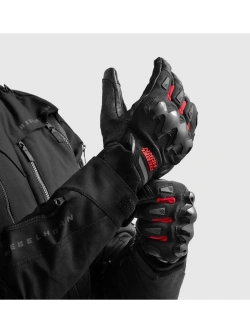 Rękawice motocyklowe Rebelhorn Defender czarno-czerwone