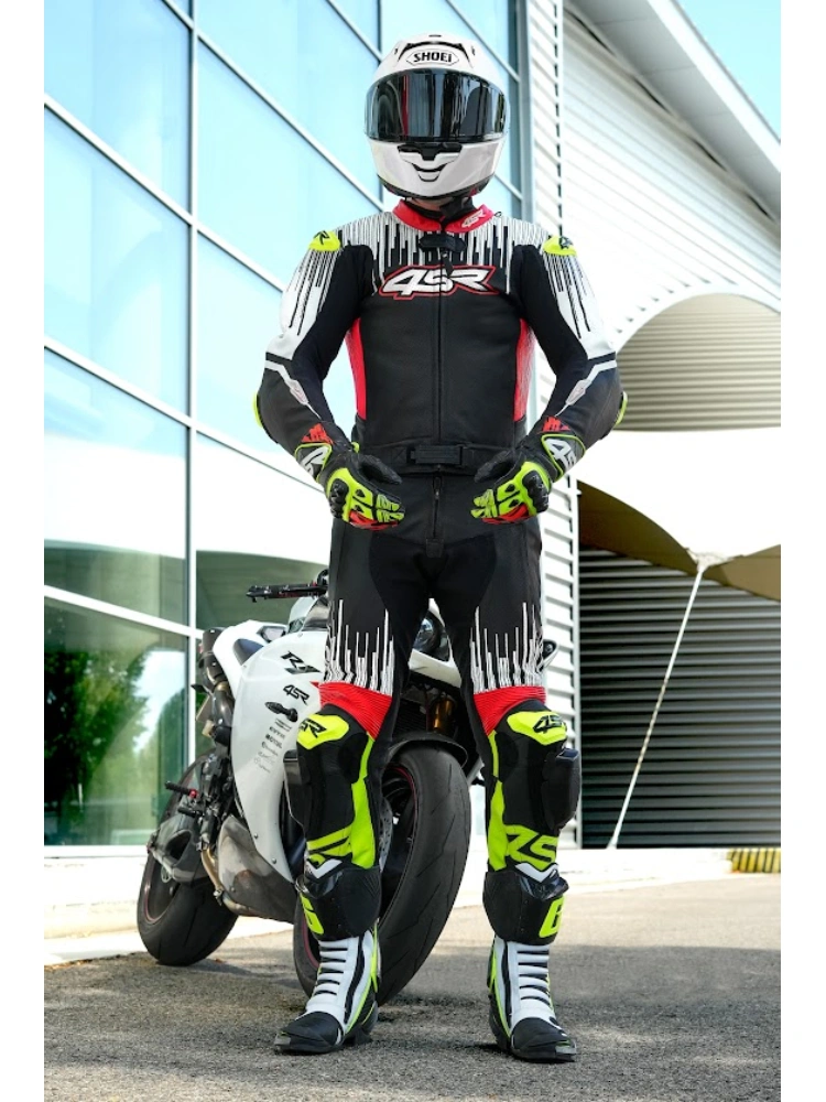 Kombinezon motocyklowy dwuczęściowy 4SR RR Stripes AR czarno-biało-czerwony