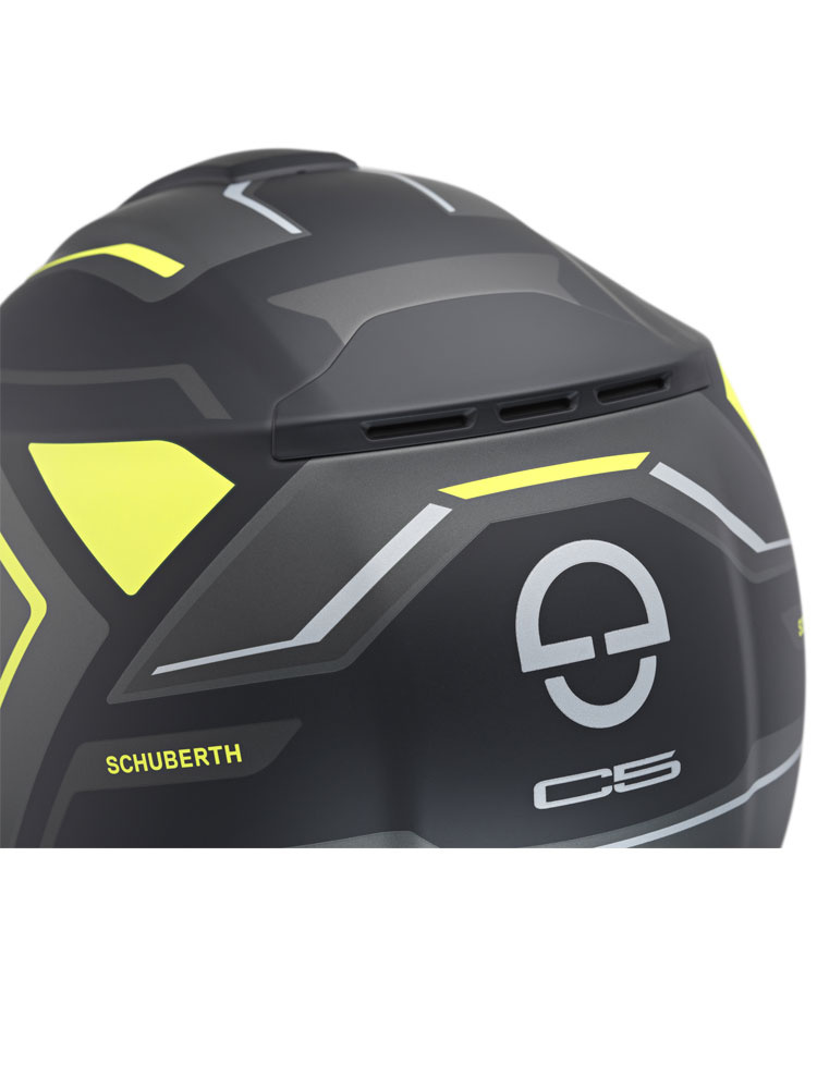 Zestaw: kask szczękowy Schuberth C5 Omega czarno-biało-żółty + dedykowany interkom motocyklowy