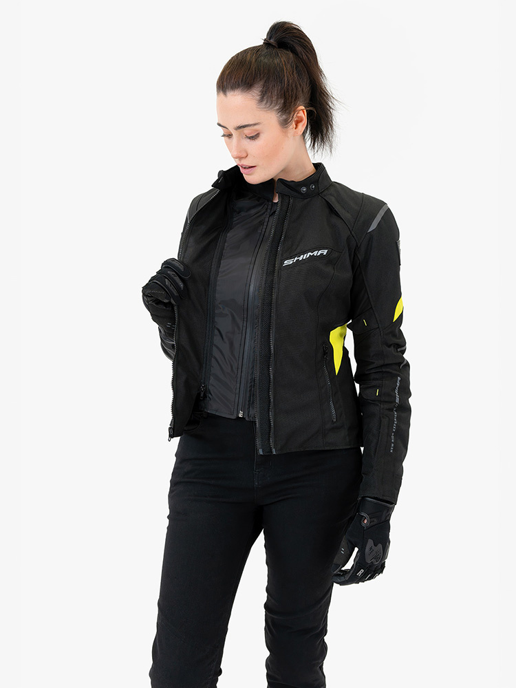 Kurtka motocyklowa damska tekstylna Shima Rush 2.0 czarno-fluo