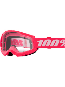 Gogle motocyklowe 100% Strata 2 Neon z przezroczystą szybką różowo-białe