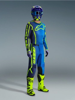 Spodnie cross Alpinestars MX Fluid Apex czarno-niebieskie-fluo