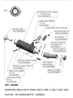 Tłumik motocyklowy LeoVince GP Corsa Matte Kawasaki Ninja 250/300 R(13-16)/ Z 250/300 (15-16) [włókno węglowe]