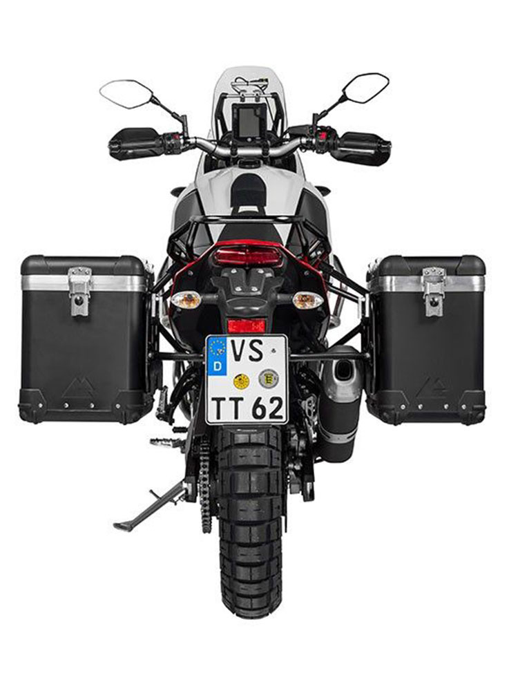 Zestaw: kufry boczne z anodowanego aluminium czarne Zega Pro + stelaże czarne Touratech Yamaha Tenere 700 / World Raid (38+45L)