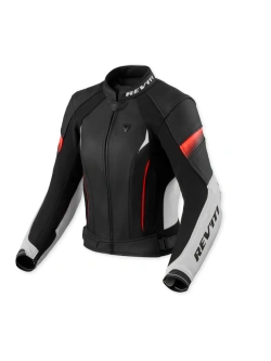 Kurtka motocyklowa damska skórzana REV’IT! Xena 4 biało-fluo czerwona