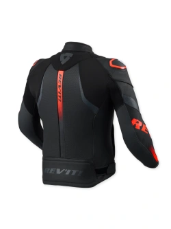 Kurtka motocyklowa skórzana REV’IT! Hyperspeed 3 Air czarno-fluo czerwona