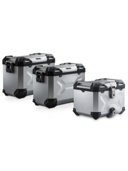 Zestaw: kufry boczne + kufer centralny TRAX ADV + stelaże SW-Motech Yamaha Tracer 7/ GT (RM55, RM56) (25-) srebrne [poj.: 2 x 45l + 38l]