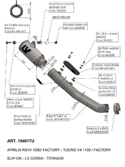 Tłumik motocyklowy LeoVince LV Corsa Titanium Aprilia RSV4 1100/ Factory (21-24)/ RR (19-20)/ Tuono V4 1100/ Factory (19-24)/ RR (19-20) [tytan]
