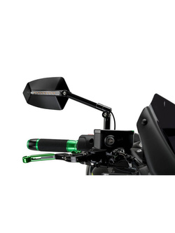 Lusterka PUIG Hi-Tech GTI z kierunkowskazem do kierownic motocykli Aprilia / Ducati / Honda / Kawasaki / KTM / MV Agusta / Suzuki / Triumph / Yamaha (czarne)