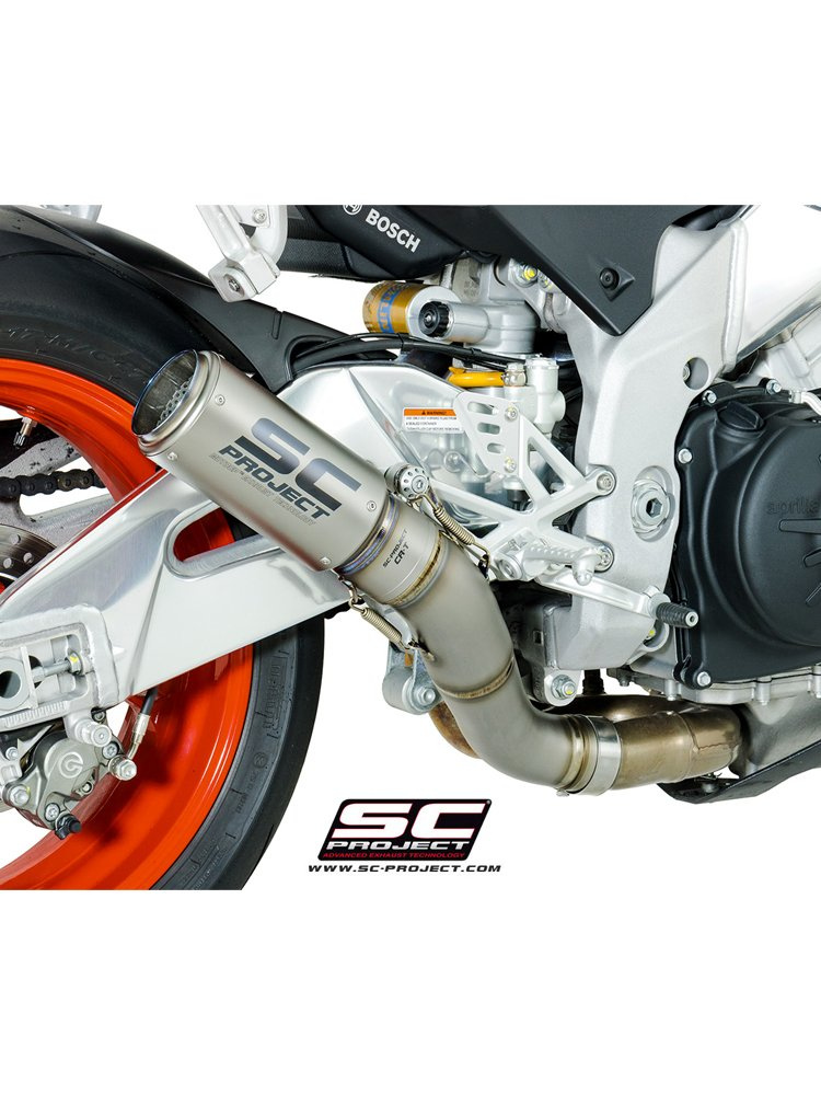 Tłumik CR-T High Position Titanium z siatką na rurze wylotowej SC-Project do APRILIA TUONO V4 1100 (2017 - 2018)