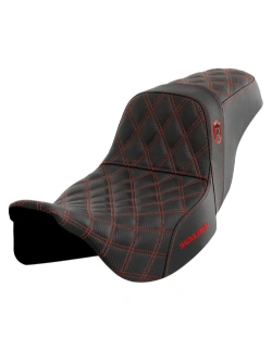 Kanapa motocyklowa dla kierowcy i pasażera Saddlemen SDC Performance Pro Series Gripper Harley Davidson (wybrane modele) (08-24) czarno-czerwona
