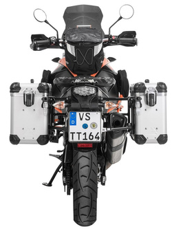 Zestaw: kufry boczne z anodowanego aluminium srebrne "And-S" Zega Evo + stelaże czarne Touratech KTM 1050 Adventure/1090 Adventure/1290 Super Adventure (-20)/1190 Adventure/R (31+38L)