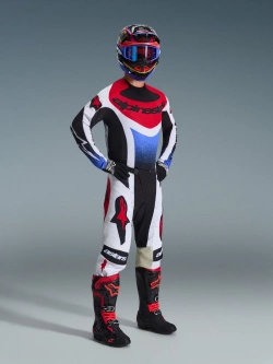 Spodnie cross Alpinestars MX Techstar Knif czarno-biało-czerwone