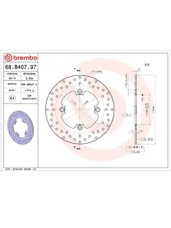 Tarcza Hamulcowa Brembo Serie Oro Fixed Prime Line Honda Forza 300 (18-)/ SW-T 400 (09-)/ 600 (11-) [śr. 240 mm]