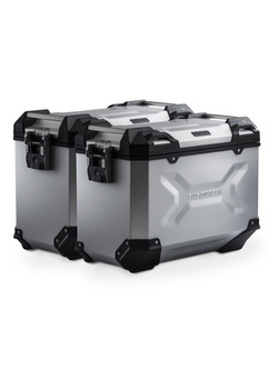 Zestaw: kufry boczne TRAX ADV + stelaże PRO SW-MOTECH 45/45L do motocykla Honda NC750XA/ X (20-) [pojemność 2 x 45 L] srebrne