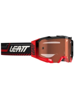 Gogle motocyklowe Leatt Velocity 5.5 z przyciemnianą różową szybą, czarno-czerwone