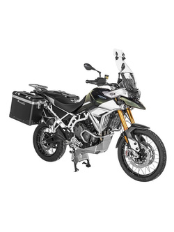 Zestaw: kufry boczne z anodowanego aluminium czarne Zega Pro + stelaże srebrne Touratech Triumph Tiger 900 Rally / Pro / GT / GT Pro (20-) (38+45L)