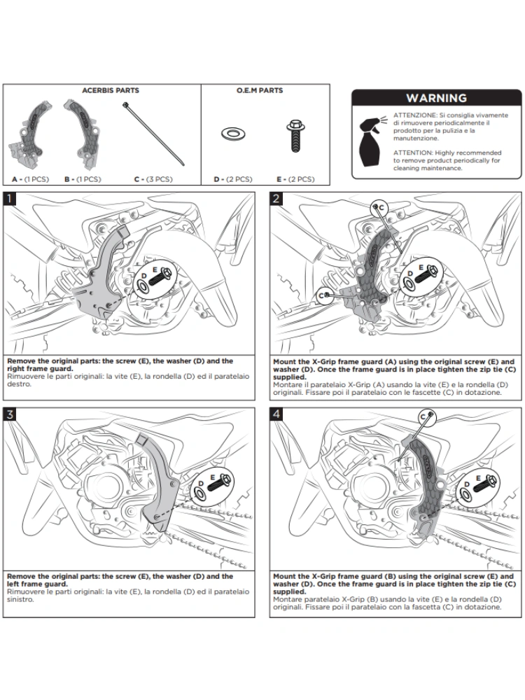 Osłony ramy Acerbis X-Grip KTM 65 SX/ Husqvarna TC 65 (24-) granatowe