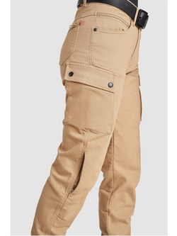Jeansy motocyklowe damskie Pando Moto Mila Cargo brązowe